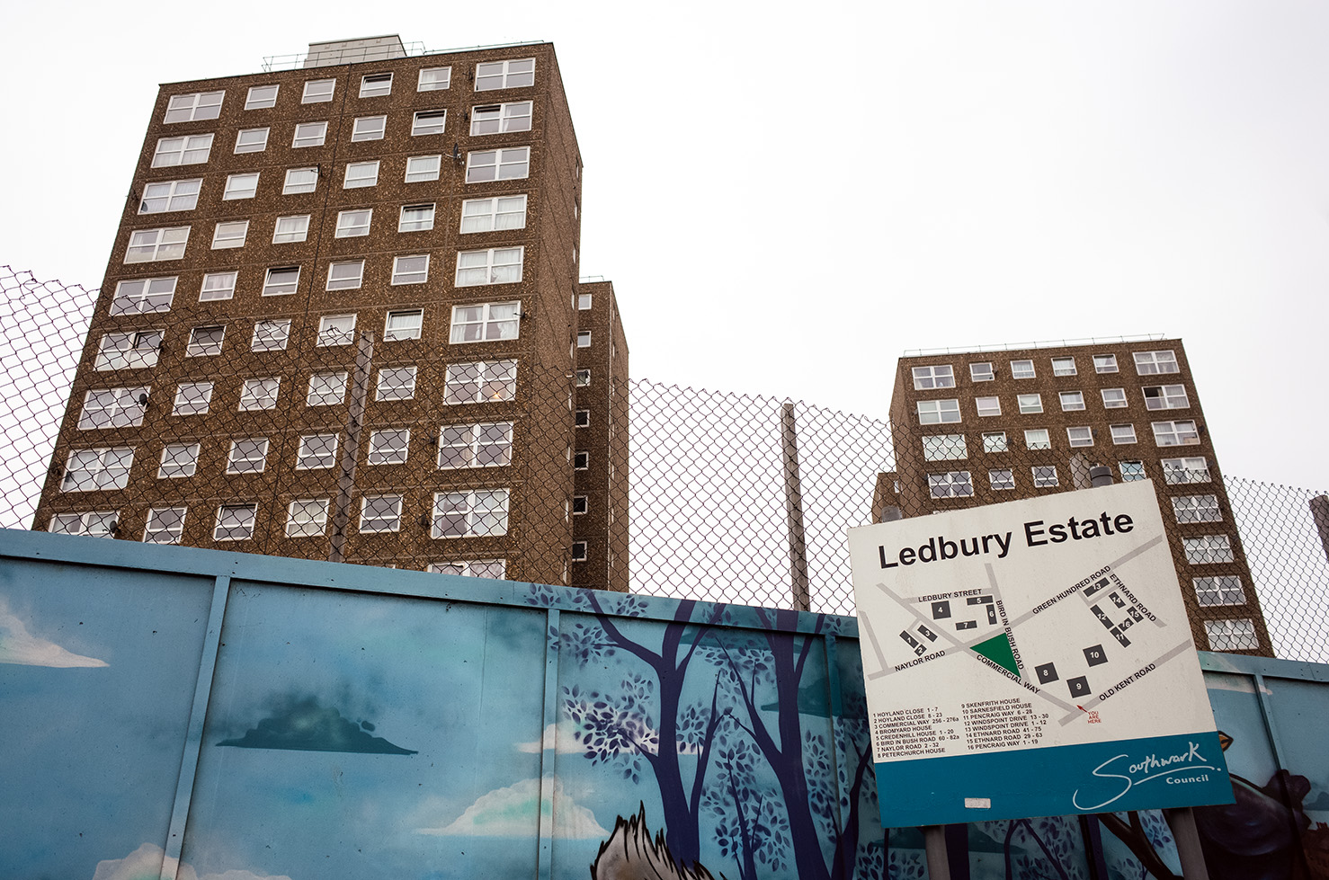 Ledbury Estate - Council Estate Sign, south London.